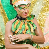 Carnaval de Guyane. Parade de Kourou 2017. Deguisement. Touloulou. Masques. Costumes. Marionnettes. Diables rouges. Noir marron. Neg marron. Balayeuses.