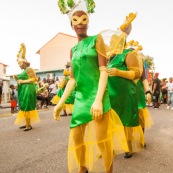 Carnaval de Guyane. Parade de Kourou 2017. Deguisement. Touloulou. Masques. Costumes. Marionnettes. Diables rouges. Noir marron. Neg marron. Balayeuses.