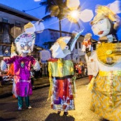 Carnaval de Guyane. Parade de Cayenne. Deguisement. Touloulou. Masques. Costumes. Marionnettes. Diables rouges. Noir marron. Neg marron. Balayseuses.