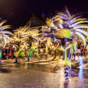 Carnaval de Guyane. Parade de Cayenne. Deguisement. Touloulou. Masques. Costumes. Marionnettes. Diables rouges. Noir marron. Neg marron. Balayseuses.