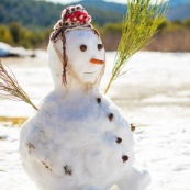 Bonhomme de neige. En montagne dans les Cévennes (l'Esperou, proche du Mont Aigoual).